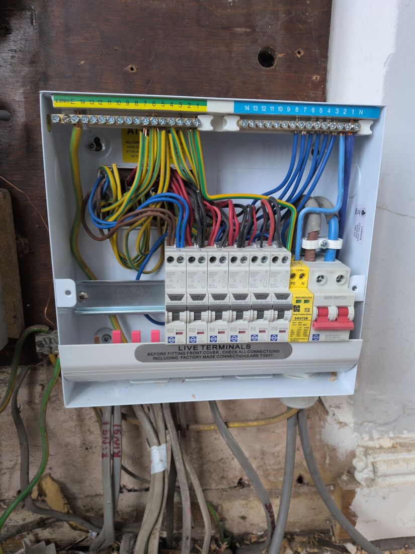 New consumer unit with RCBO protection and surge protection device